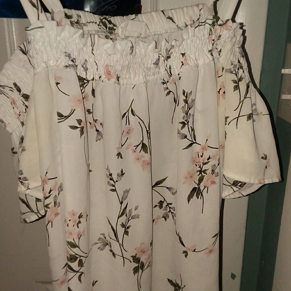 Sienna Sky off the shoulder shirt.